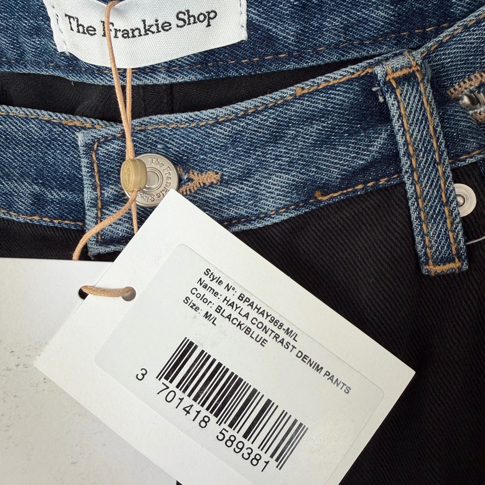 *NWT* The Frankie Shop Black and Blue Contrast Denim Pants M/L *always sold out* - Picture 3 of 8